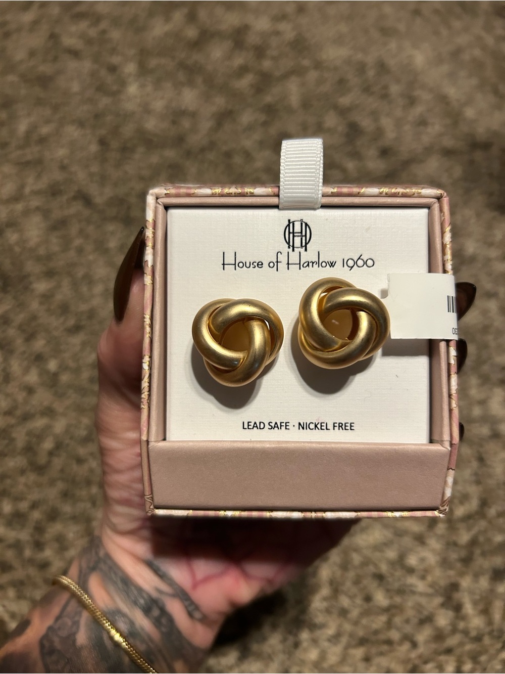 House of Harlow 1960 Satin Gold Twisted Knot Studs